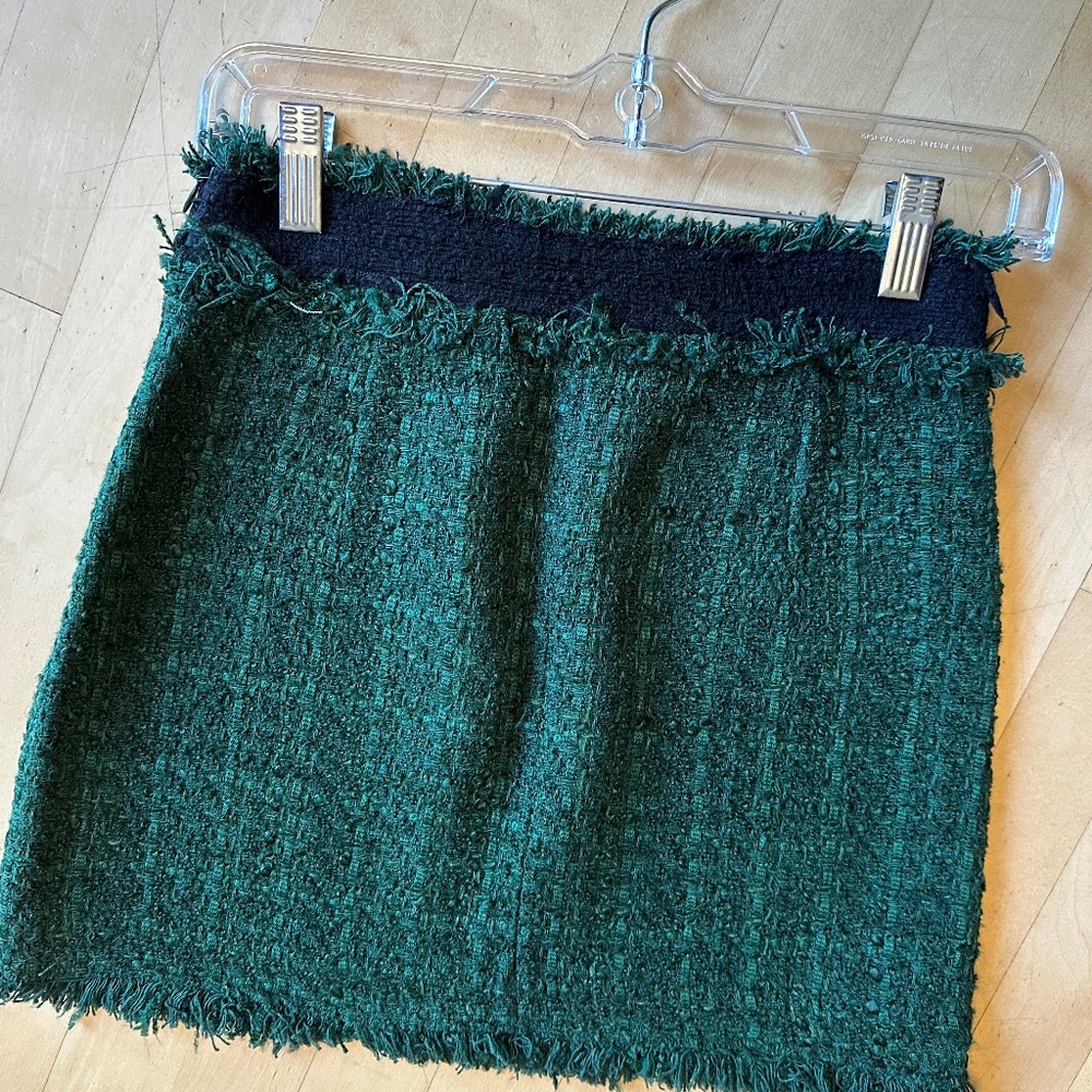 ZARA dark green/black tweed boucle mini skirt, XS  GD1137 - Picture 4 of 4